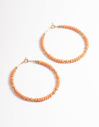 Orange Mini Boho Bead Hoop Earrings - link has visual effect only