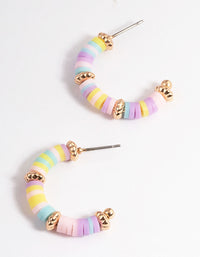 Gold Mini Flat Bead Hoop Earrings - link has visual effect only