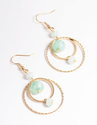 Mint Open Circle & Bead Drop Earrings - link has visual effect only