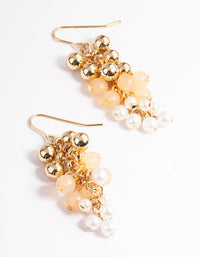 Gold Mixed Cluster Bead Drop Earrings - link has visual effect only