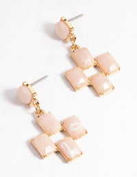 Blush Mixed Checker Stone Drop Earrings - link has visual effect only