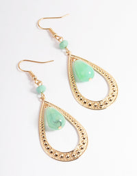 Mint Open Pear Bead Drop Earrings - link has visual effect only