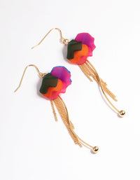 Gold Mixed Petal & Chain Drop Earrings - link has visual effect only