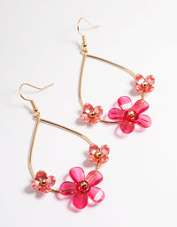 Pink Wire Multi Flower Drop Earrings - link has visual effect only