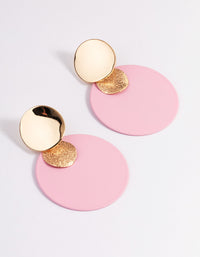 Pink Circle Disc Drop Earrings - link has visual effect only