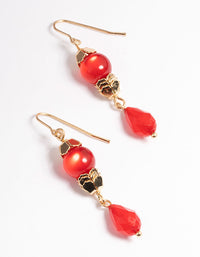 Red Facet Bead Drop Earrings - link has visual effect only