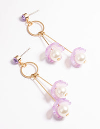 Purple & Pearl Flower Drop Earrings - link has visual effect only