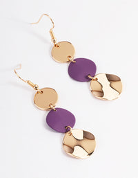 Purple Graduated Mixed Disc Drop Earrings - link has visual effect only
