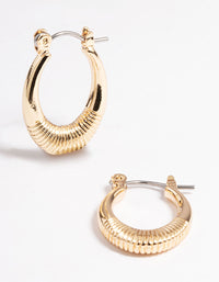 Gold Line Detail Oval Hoop Earrings - link has visual effect only