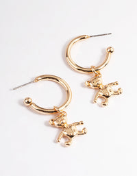 Gold Metal Teddy Huggie Earrings - link has visual effect only