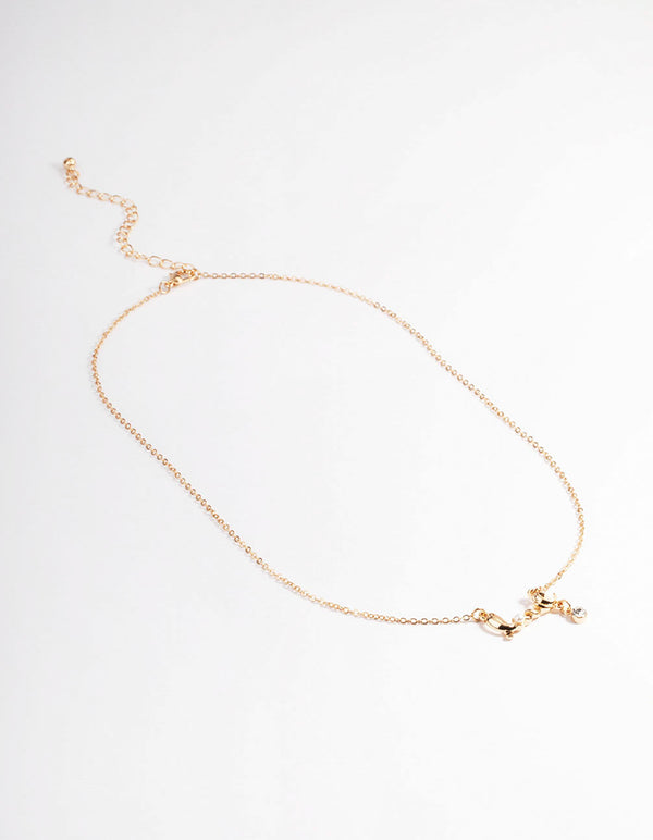 Gold Pearl & Diamante Love Necklace