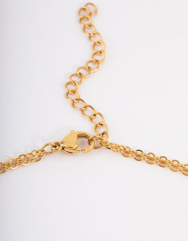 Gold Plated Dainty Two Layer Y Necklace