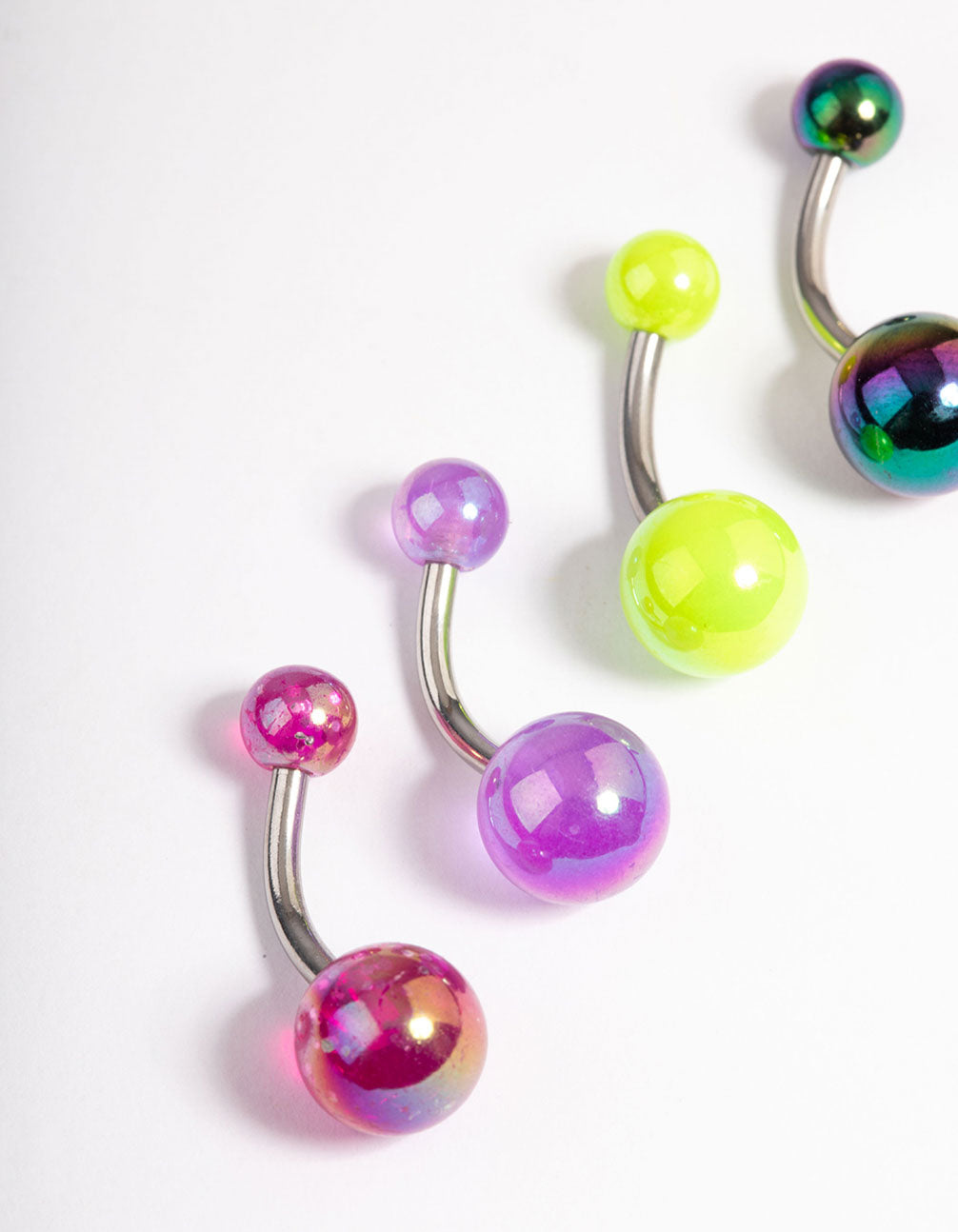 Surgical Steel Acrylic Belly Ring 4-Pack