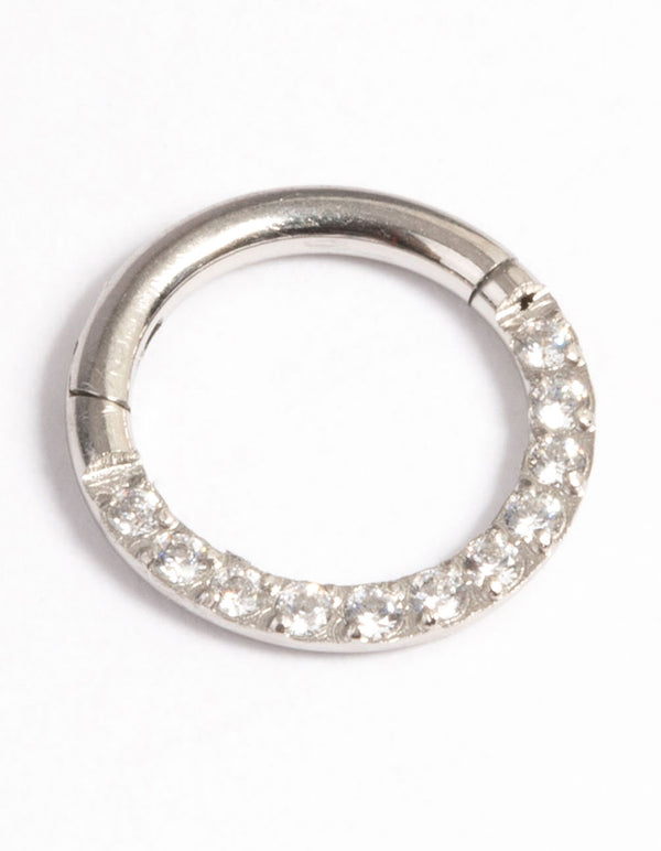Surgical Steel Cubic Zirconia Clicker Ring 7mm