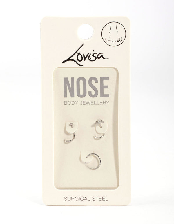 Surgical Steel Crystal Bee Nose Pack