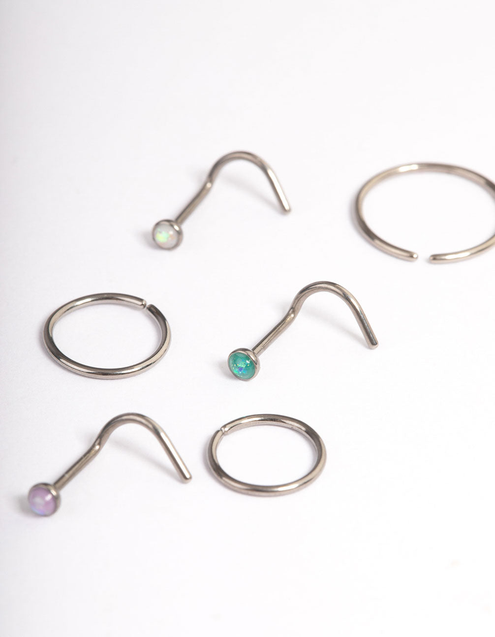 Titanium Blue Pastel Nose Stud 6-Pack