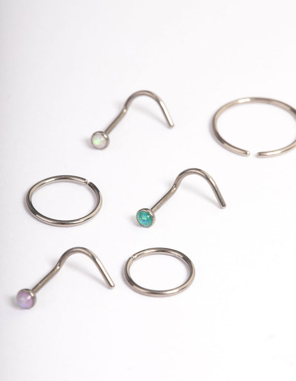 Titanium Blue Pastel Nose Stud 6-Pack