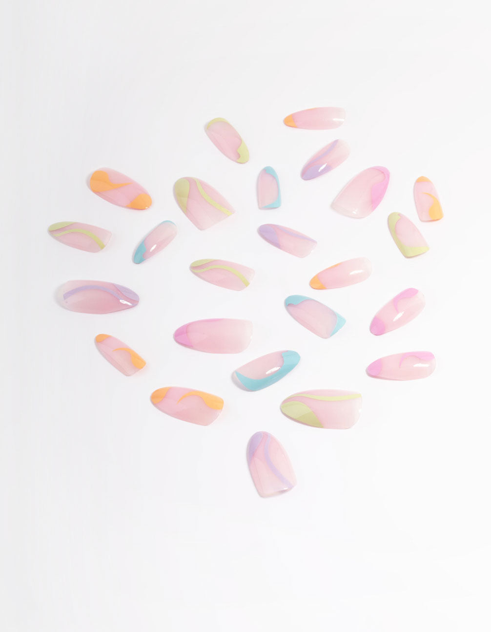 Plastic Multicoloured Swirl Press On Nails