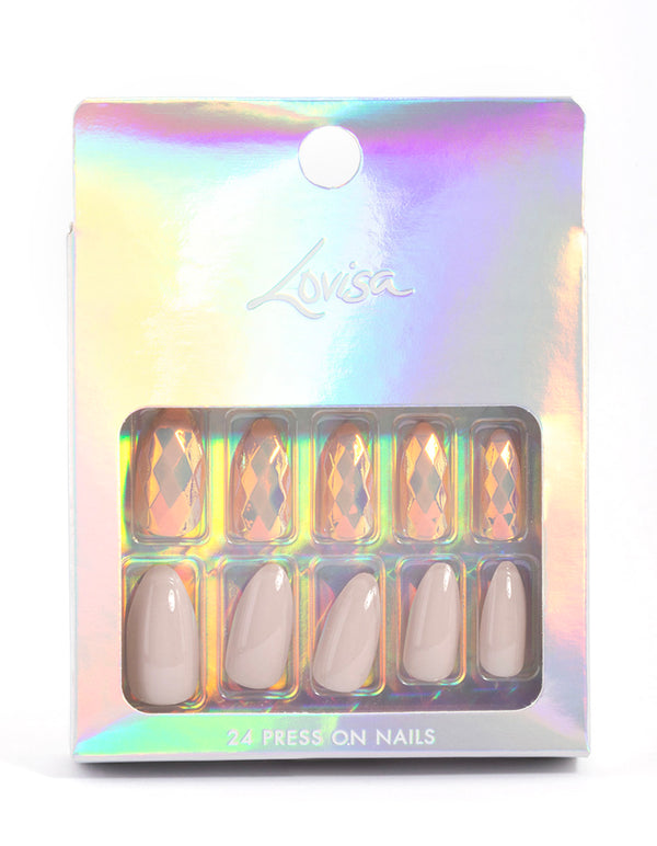 Natural Hatch Iridescent Press On Nails