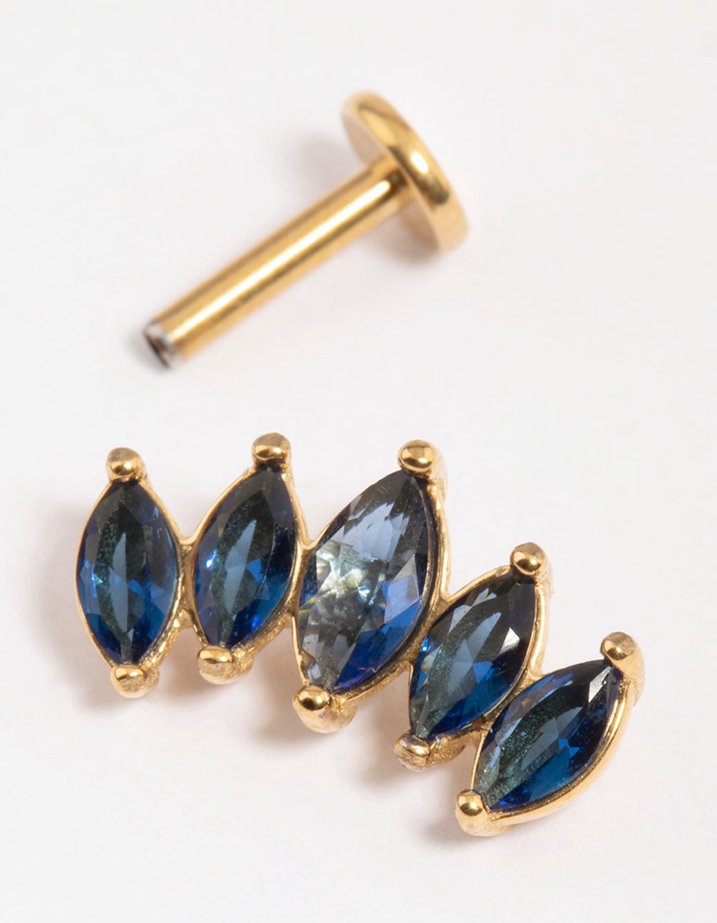 Gold Plated Surgical Steel Single Marquise Flat Back