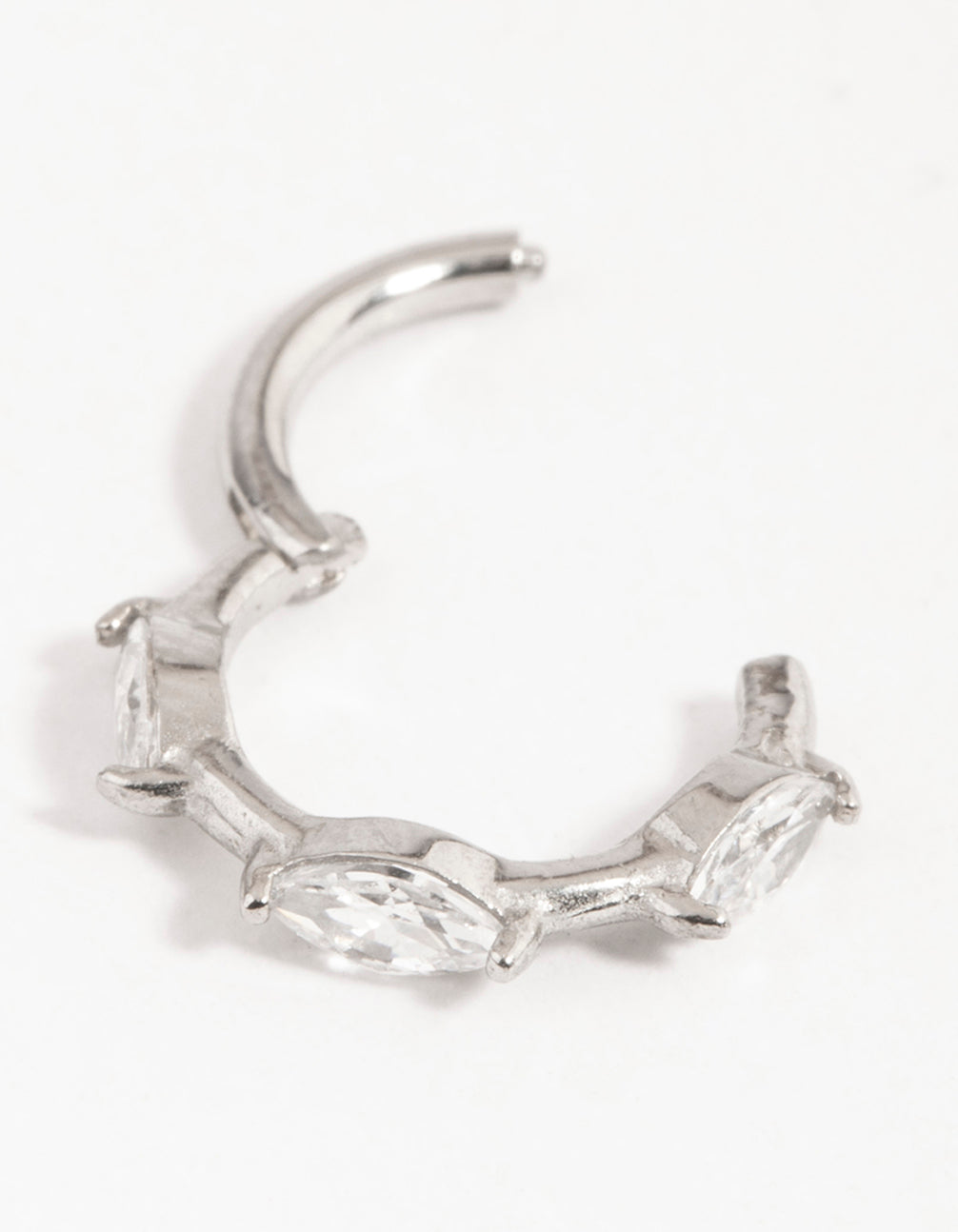 Surgical Steel Cubic Zirconia Trio Clicker Ring