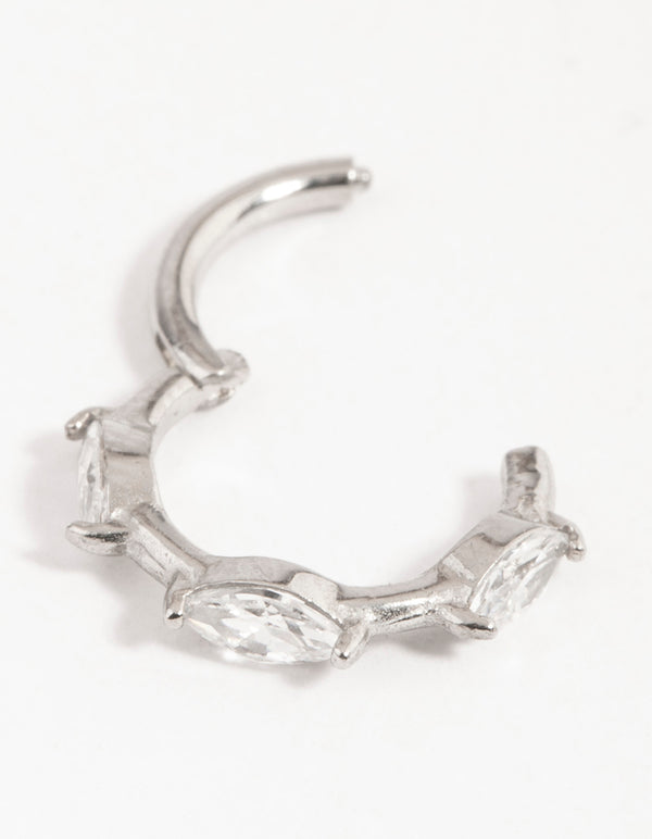 Surgical Steel Cubic Zirconia Trio Clicker Ring