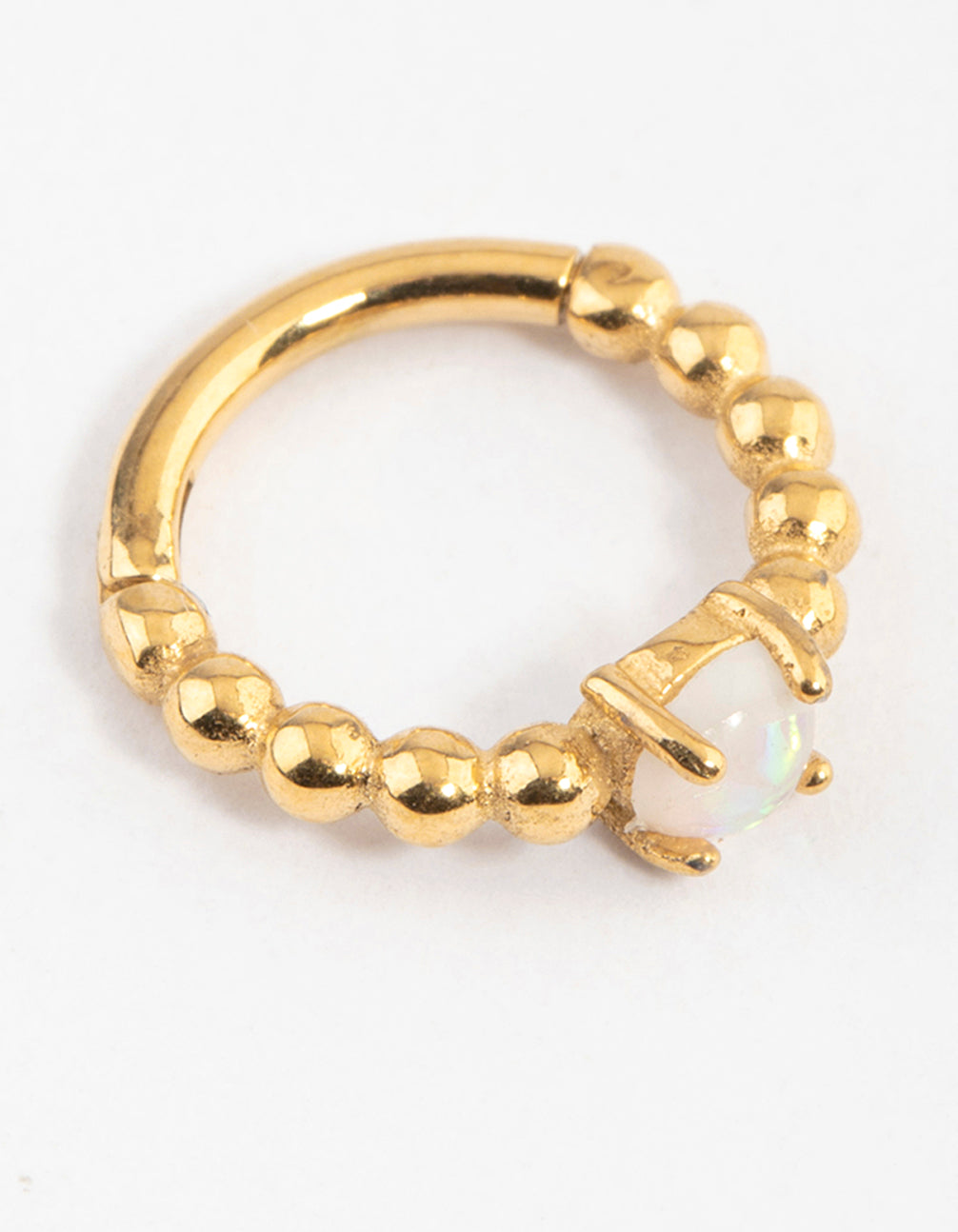 Gold Plated Faux Opal Clicker Ring