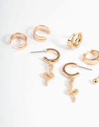 Gold Snake Cupchain Hoop Earrings 4-Pack - link has visual effect only