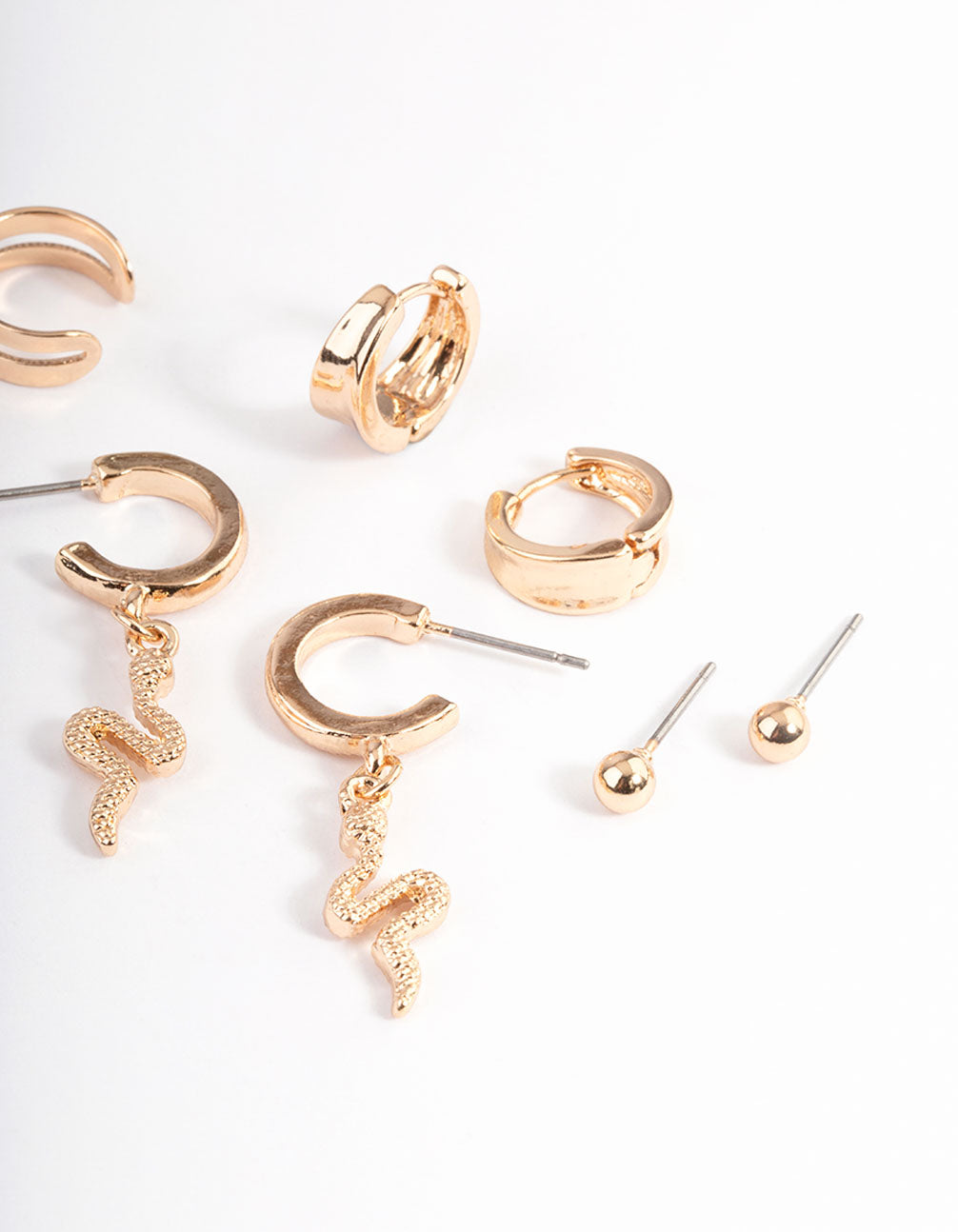 Gold Snake Cupchain Hoop Earrings 4-Pack
