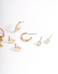 Gold Star & Moon Earrings 4-Pack - link has visual effect only
