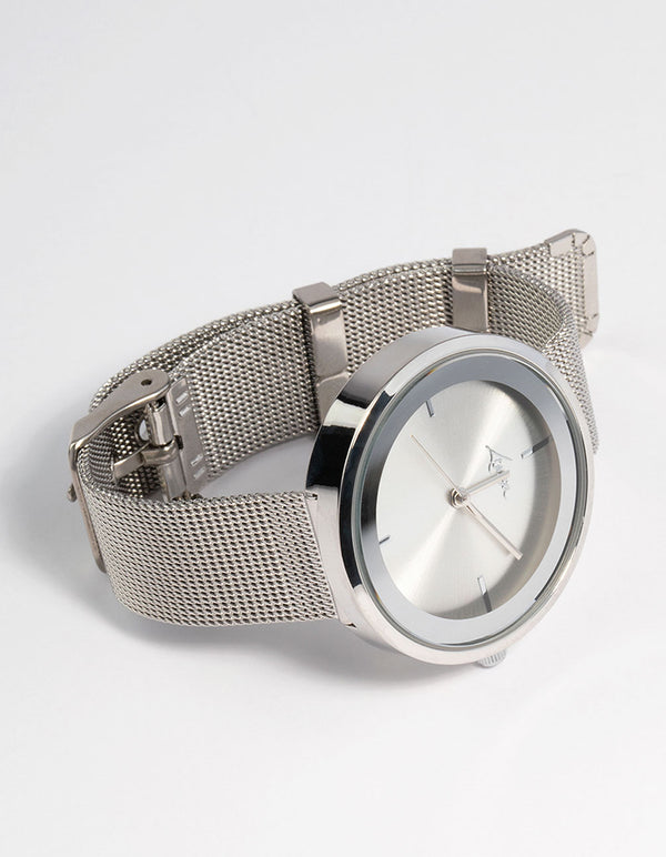 Silver Mesh Window Face Watch