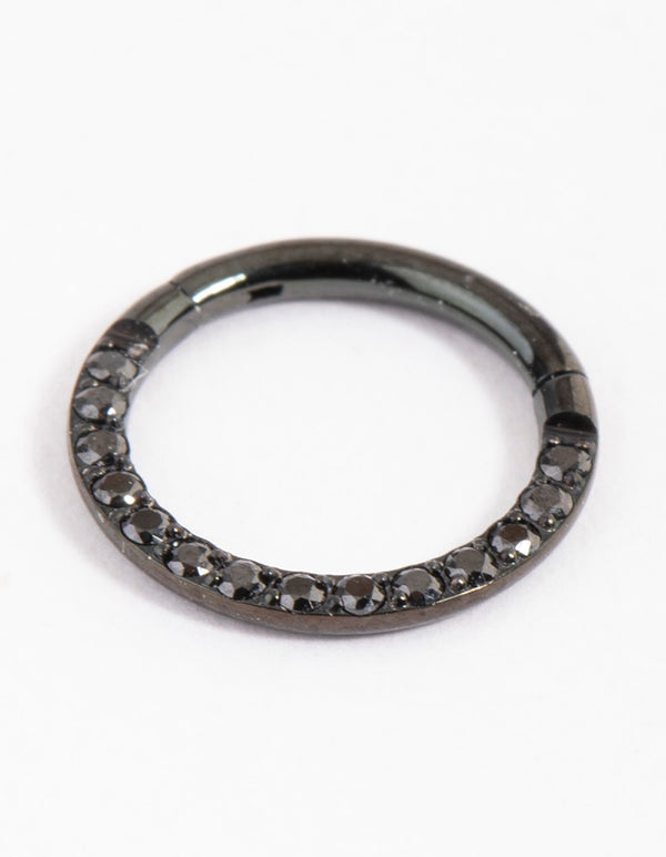 Coated Black Titanium Clicker Ring 8mm