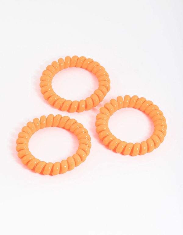 Orange Plastic Large Hair Spiral Pack