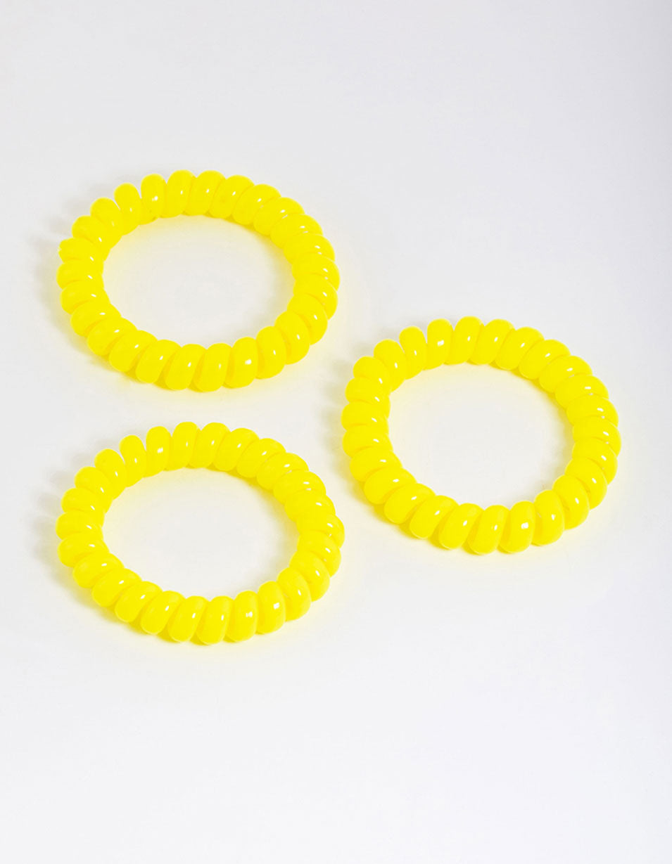 Yellow Plastic Large Hair Spiral Pack