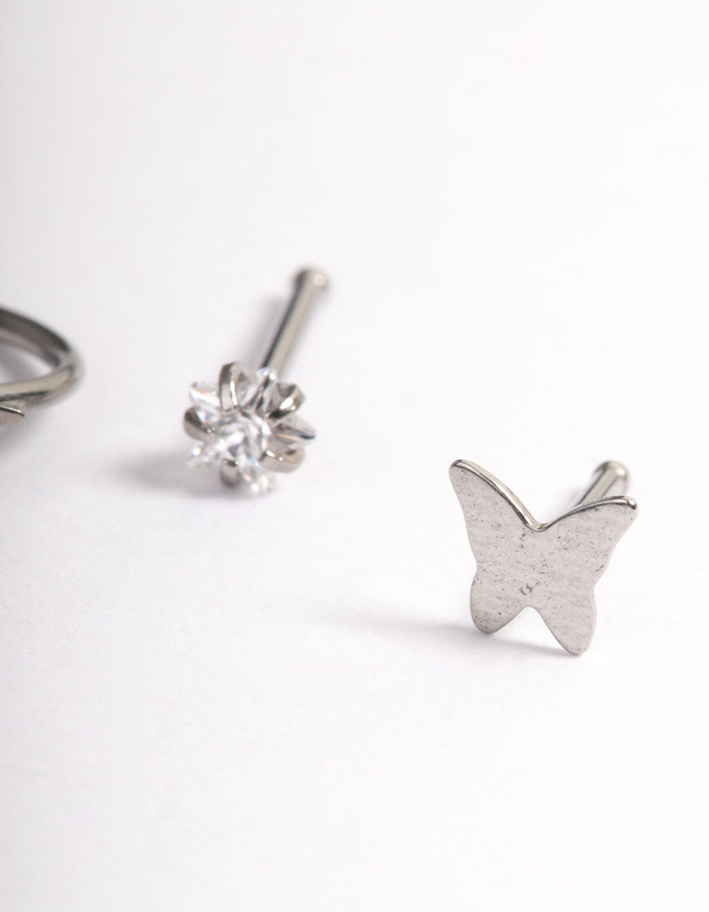 Surgical Steel Butterfly & Bee Nose Stud 4-Pack
