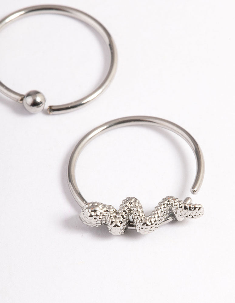 Surgical Steel Snake Ring Nose Pack