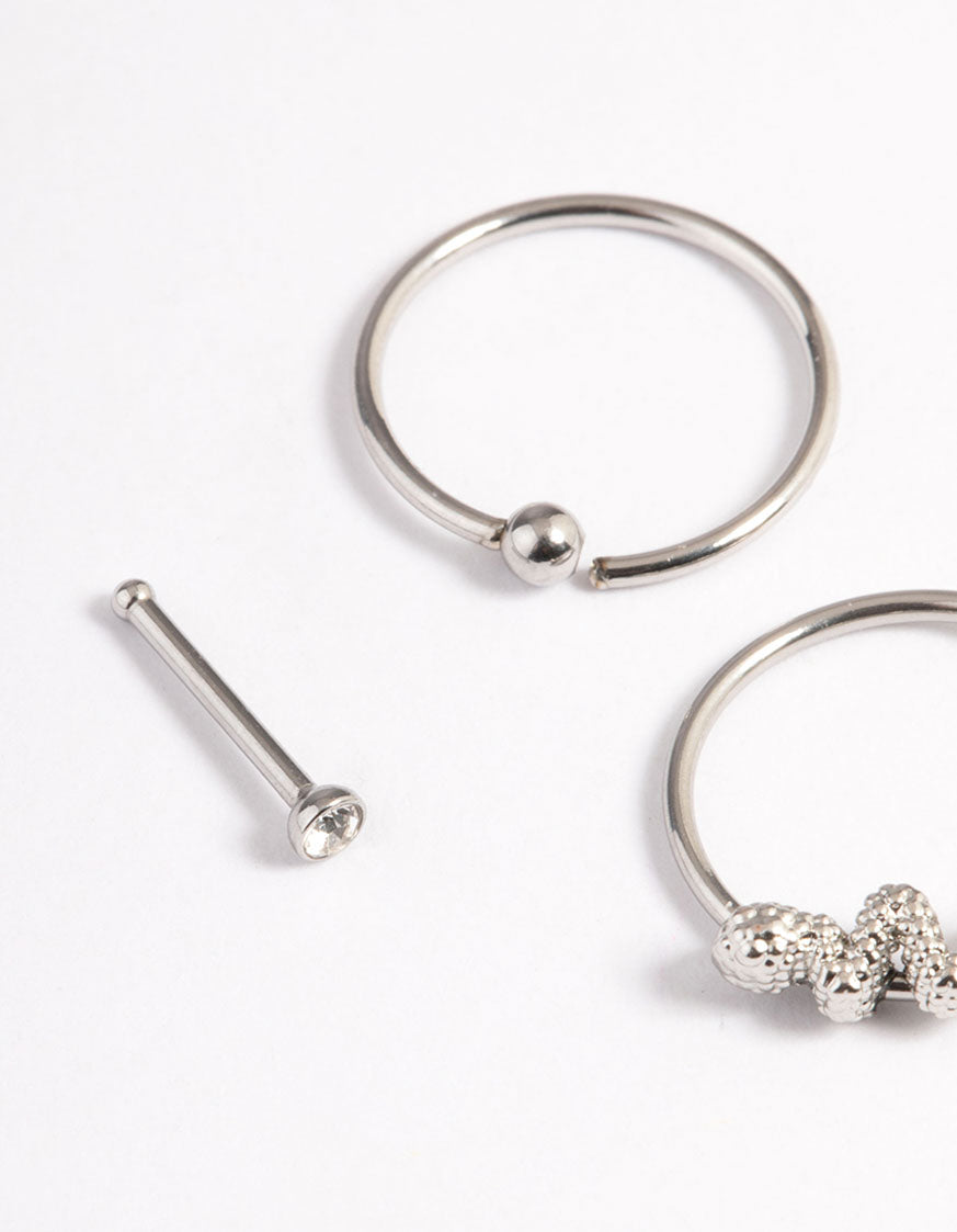 Surgical Steel Snake Ring Nose Pack