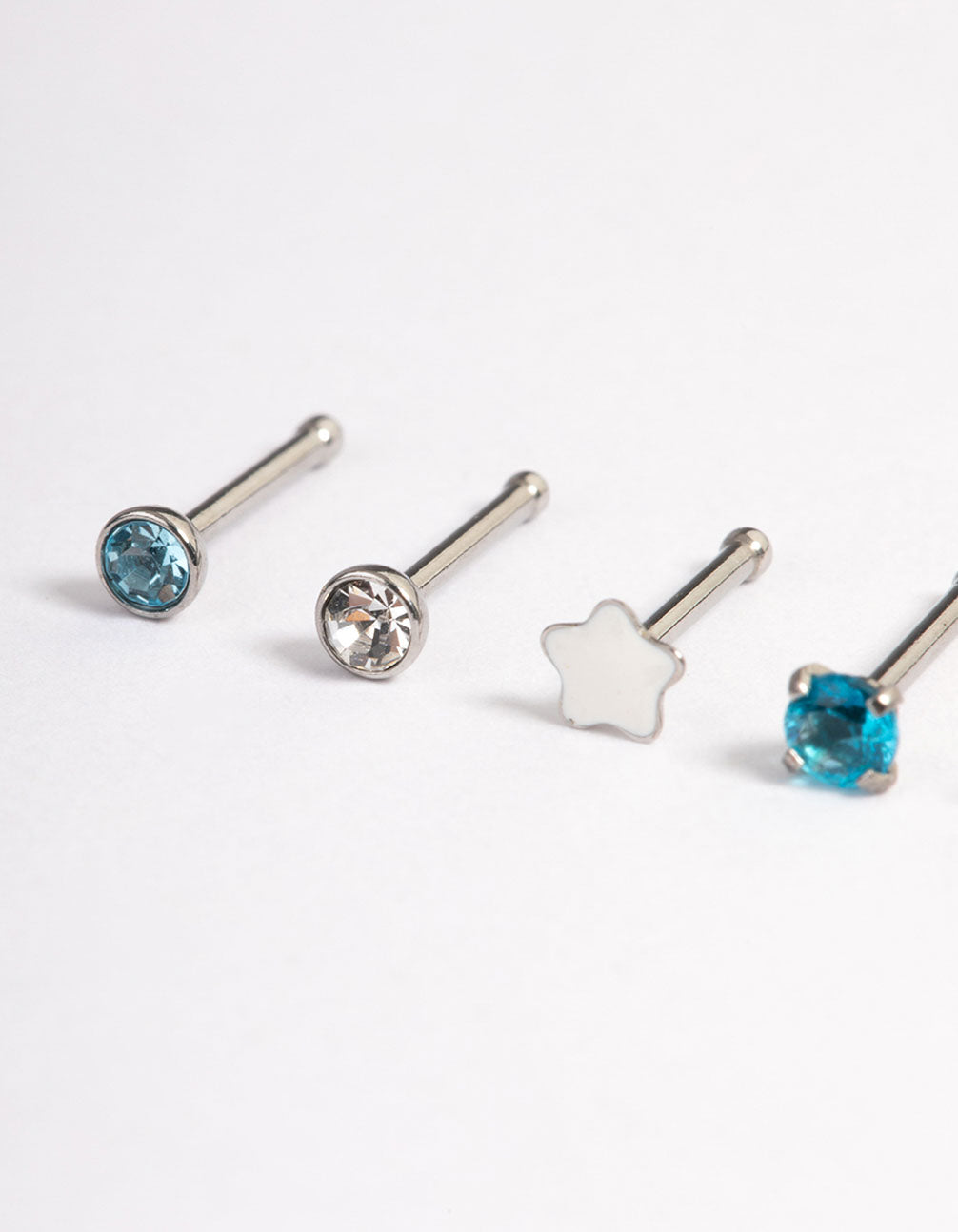 Surgical Steel Star & Bezel Nose Stud 6-Pack