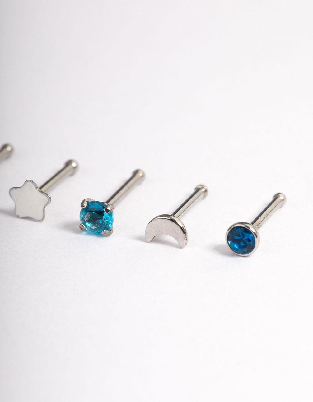 Surgical Steel Star & Bezel Nose Stud 6-Pack