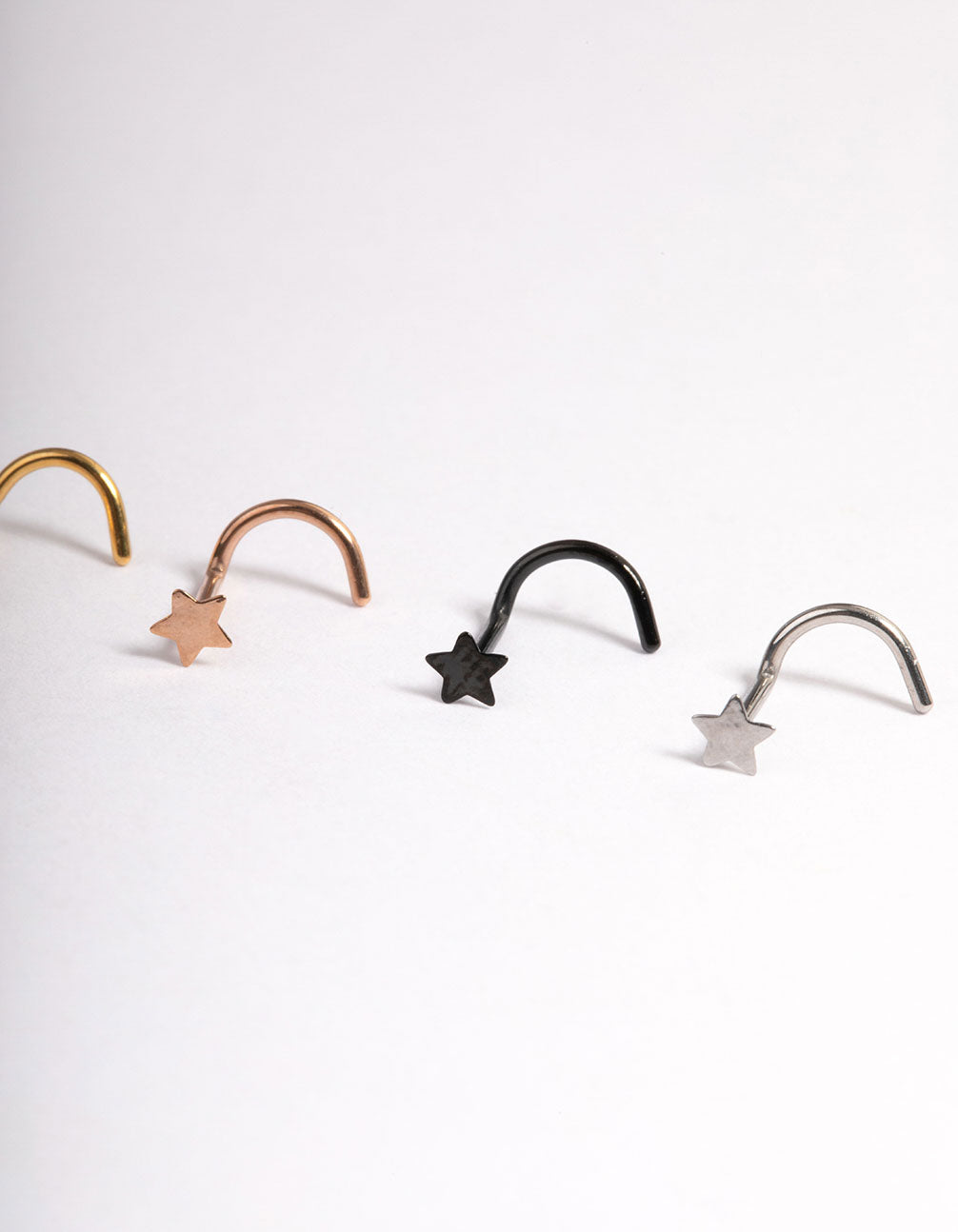 Mixed Metal Surgical Steel Star Nose Stud 4-Pack
