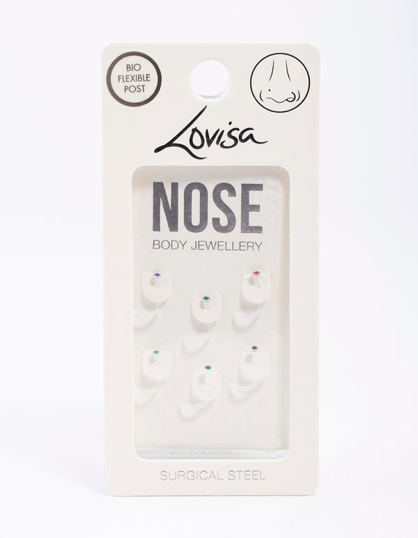 Surgical Steel Assorted Nose Studs 6-Pack