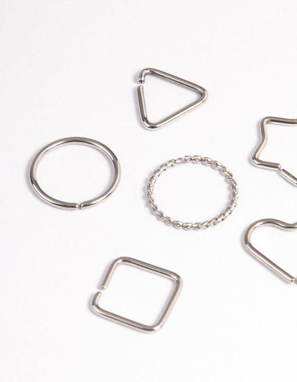 Surgical Steel Geometric Rings Nose Stud 6-Pack