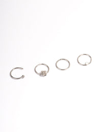 Surgical Steel Flower & Faux Opal Nose Stud 4-Pack - link has visual effect only