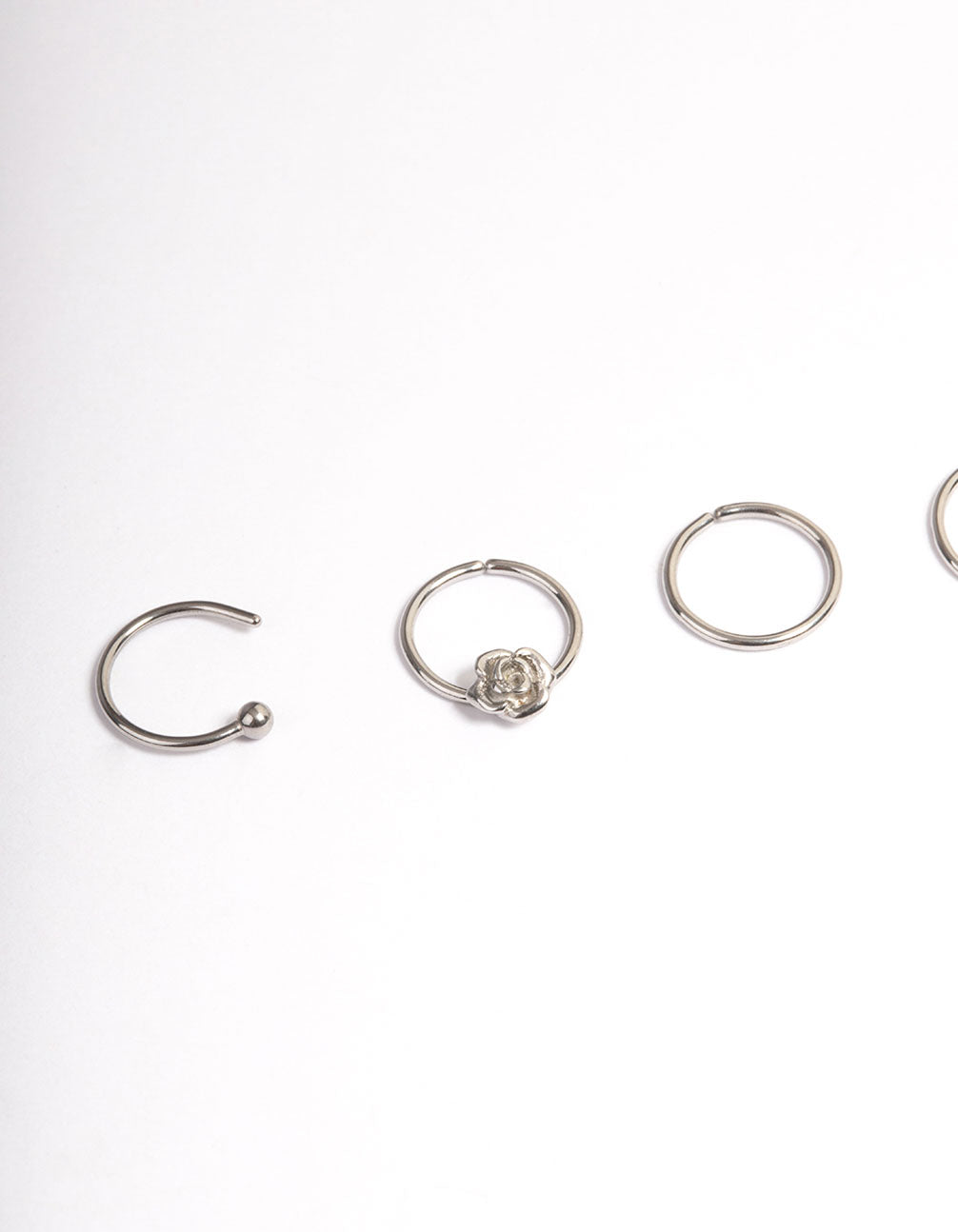 Surgical Steel Flower & Faux Opal Nose Stud 4-Pack