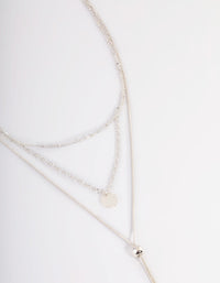 Silver Mixed Disc Pendant Y Layered Necklace - link has visual effect only