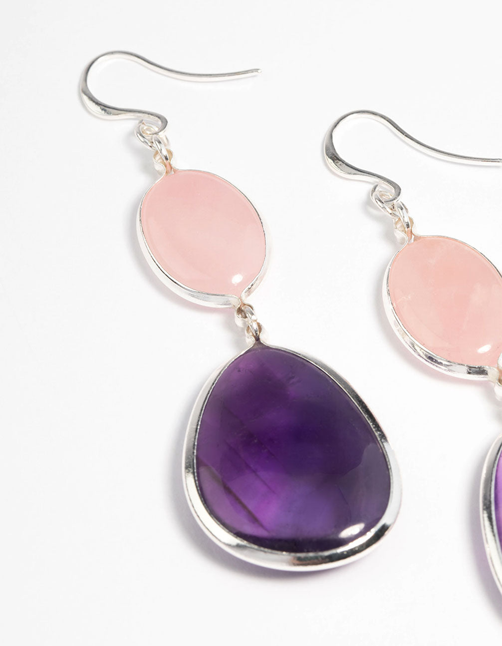 Silver Plated Statement Oval Drop Earrings