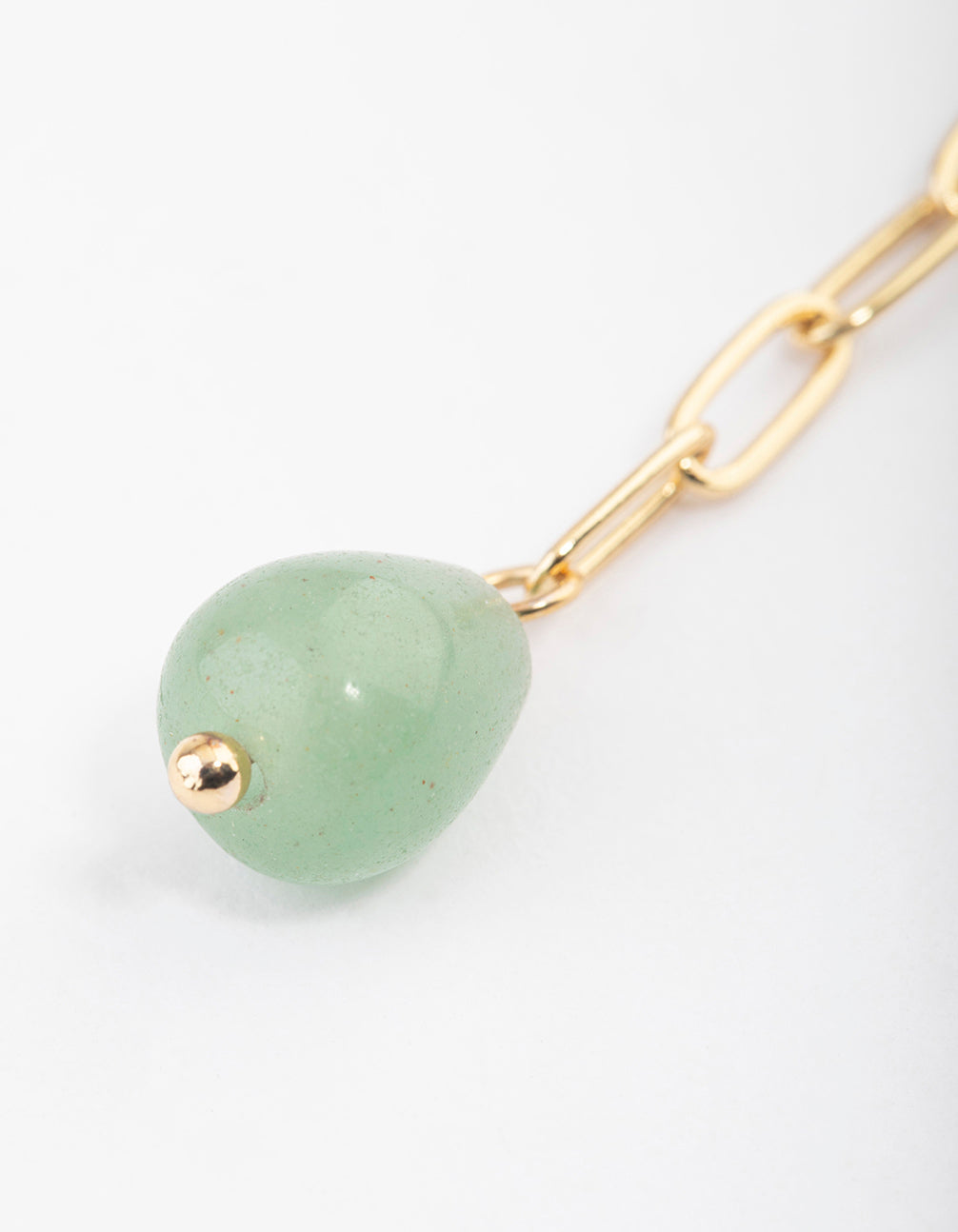 Gold Plated Green Aventurine Chain Drop Earrings