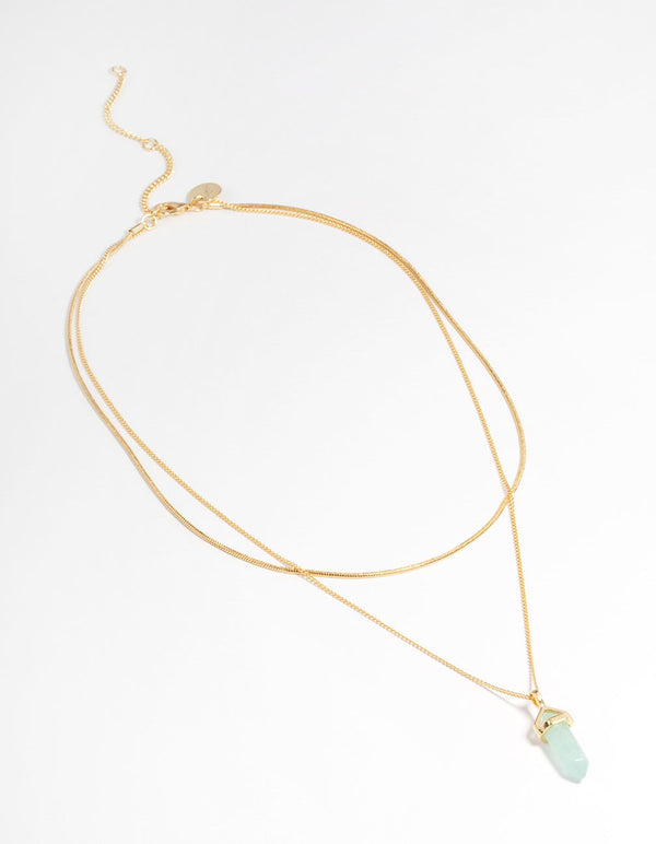 Gold Plated Amazonite Mini Shard Layer Necklace