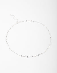 Sterling Silver Mirror Link Choker - link has visual effect only