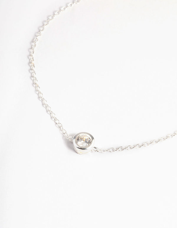 Sterling Silver Bezel Cubic Zirconia Bracelet